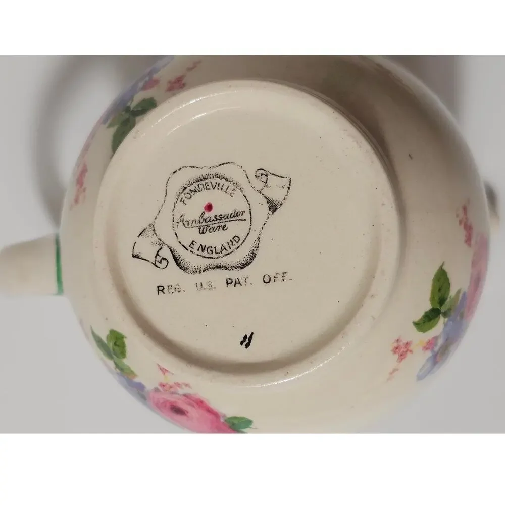 1940s-50s Fondeville Ambassador Ware England Mini Teapot Rose Finial